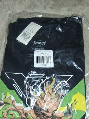 We Are Groot Marvel Rivals Mens 3x Black Graphic Tee with Green & Yellow Artwork